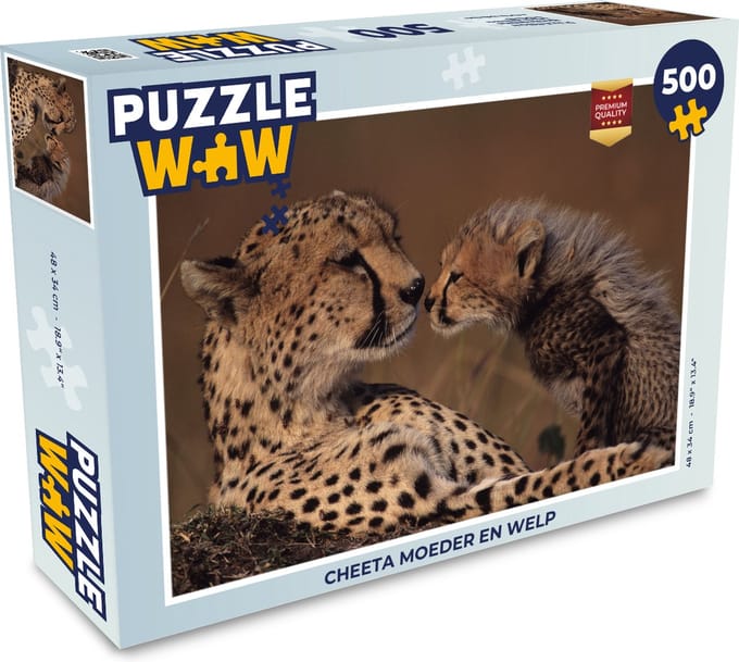 Puzzel Cheeta moeder en welp - Legpuzzel - Puzzel 500 stukjes