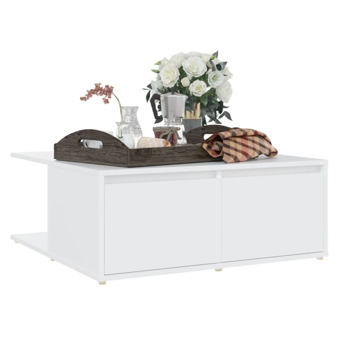 vidaXL - Salontafel - 80x80x31 - cm - bewerkt - hout - wit