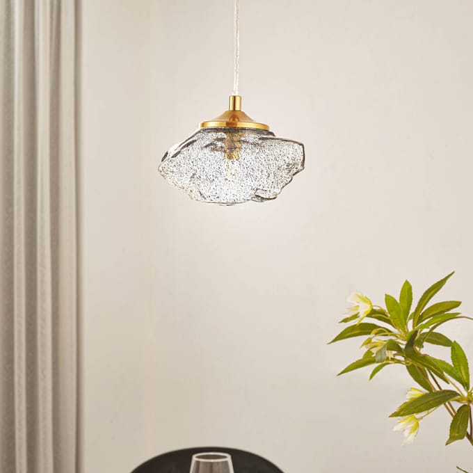Lindby - hanglamp - 1licht - Glas, ijzer - H: 8.5 cm - G9 - Zwart, messing