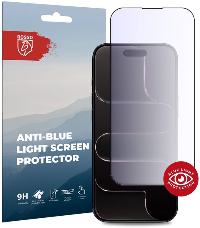 Rosso Screenprotector Geschikt voor iPhone Air - Anti-Blue Light - Case Friendly Tempered Glass - Blauw Licht Filter