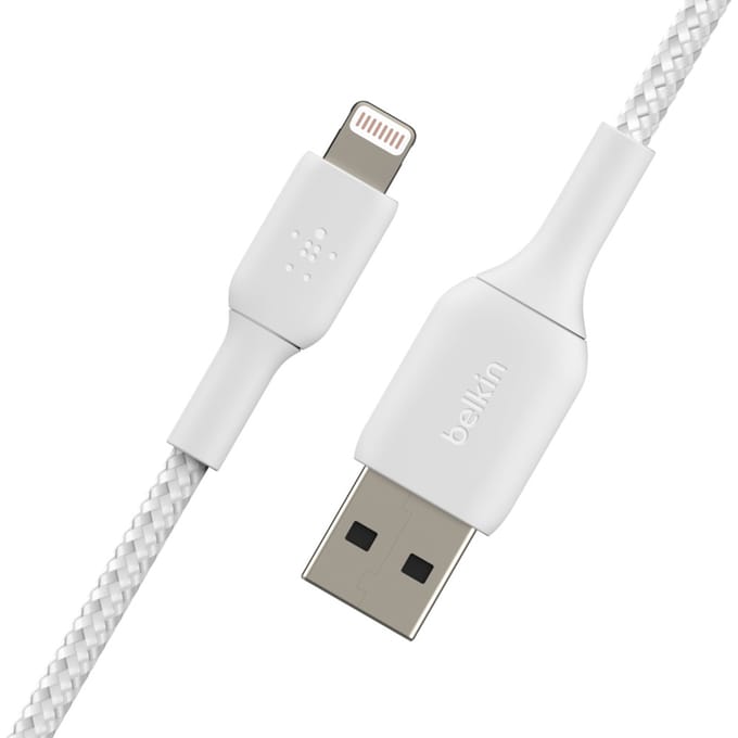 Belkin BOOST↑CHARGE Braided - USB-A naar Lightning Kabel - 3 Meter - 12W - Wit