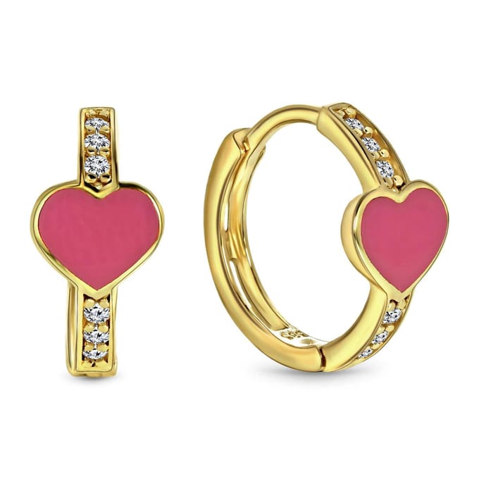 Juwelier Emo - Hart Oorbellen Goud - 14 Karaat – ROZE – Diameter 12mm