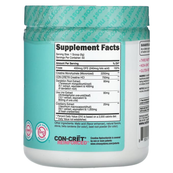 Nutricost, Femmes, Créatine, Pêche Mangue, 9,2 oz (260g)