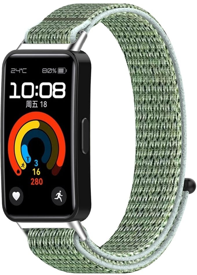 By Qubix - Sport loop nylon bandje - Groen - geschikt voor Huawei Band 10 / 9 / 8