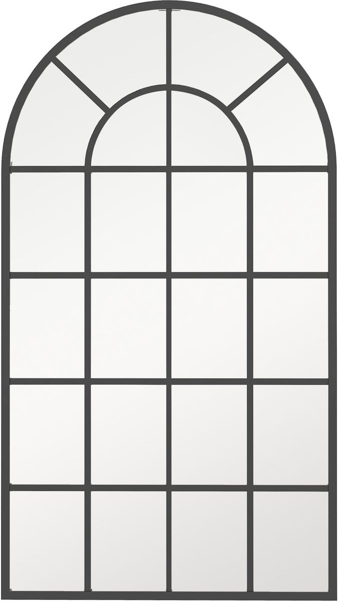Industriële Arcade Stijl Glazen Spiegel met Arcade Metaal Zwart – 110 x 65 cm