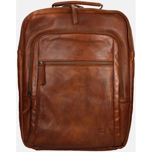 Bear Design Ties Laptoprugzak - Leer - 17 inch - 20L - Cognac