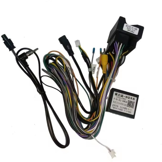 Iso verlengkabel kabelset 52pin extra lang met canbus decoder voor Carplay en Android autoradio | Geschikt voor o.a. Vw volkswagen Golf 7 2012-2023 Rns R MK7 | kabel adapter stekker connector aansluiting verleng adapter quadlock verloopstekker