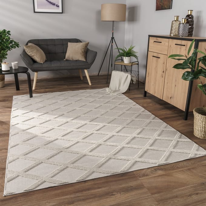 Flycarpets Laagpolig Modern Vloerkleed Utrilia - Creme