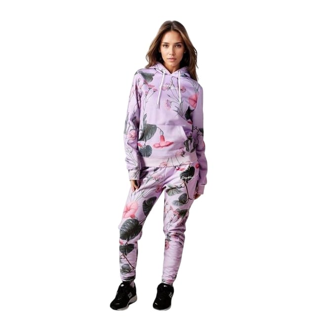 Hype Dames Geweven Scribble Lichtgewicht Tapered Joggers (Lila)