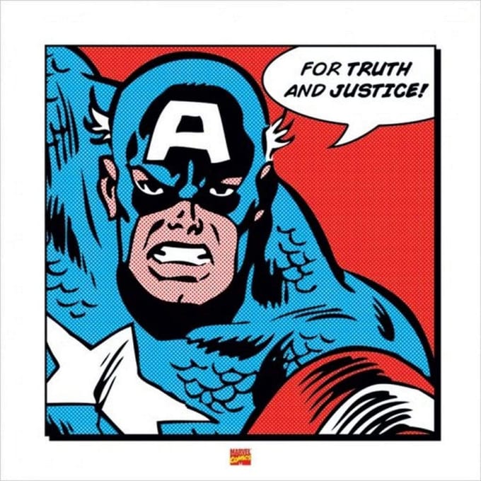 Captain America For Truth and Justice Print 40x40cm
