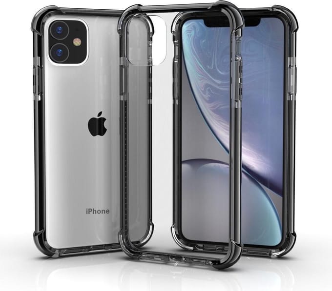 iPhone 11 / iPhone XR bumper case TPU + acryl - Transparant zwart