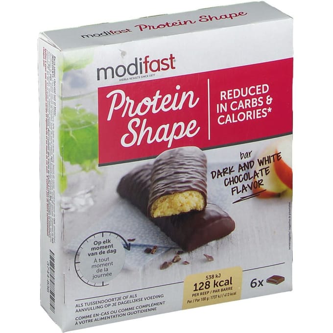 Modifast Protein Shape - Reep Pure & Witte Chocolade - 6 stuks - Eiwitreep
