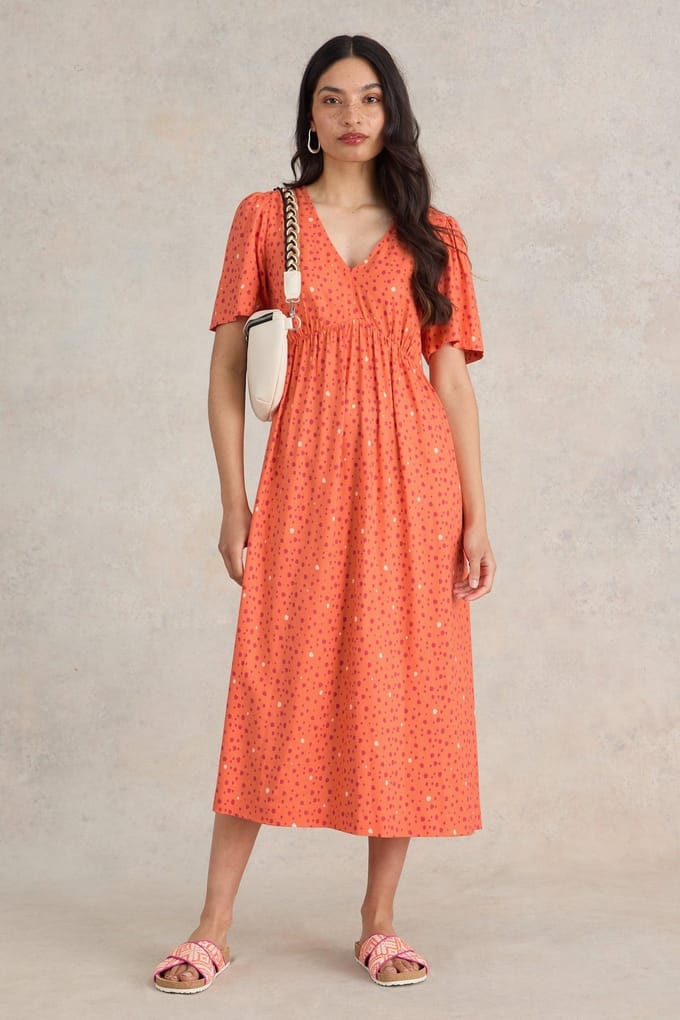 White Stuff Lucy Midi Dress Orange Multi Taglia: 14 REGULAR | Abiti Midi Outlet | Donna | Arancione