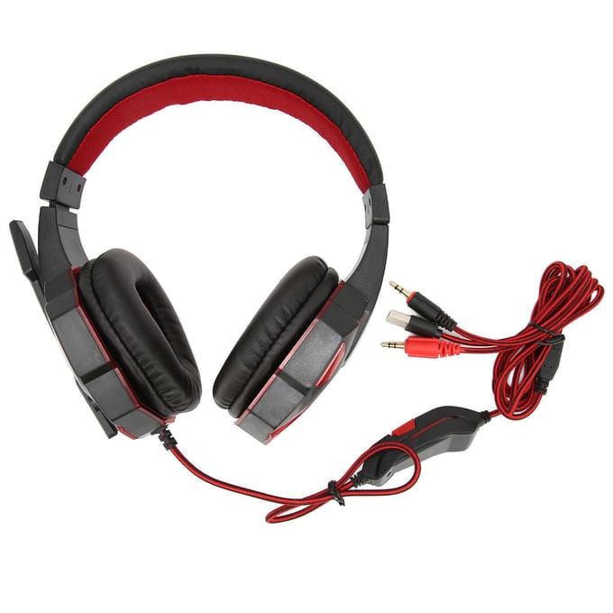 Gaming Headset Lichtgevend Regelbaar Volume 3,5mm Gaming Headset met Microfoon voor PCZwart Rood veelkleurig