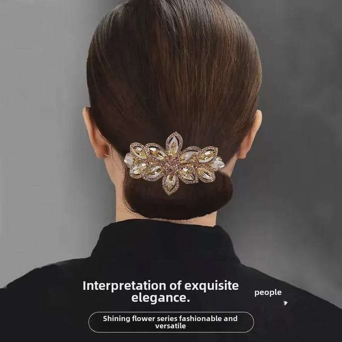 Koreaanse Kristallen Bloem Haarspeld Clip - Groot Diamant Accent voor Paardenstaarten