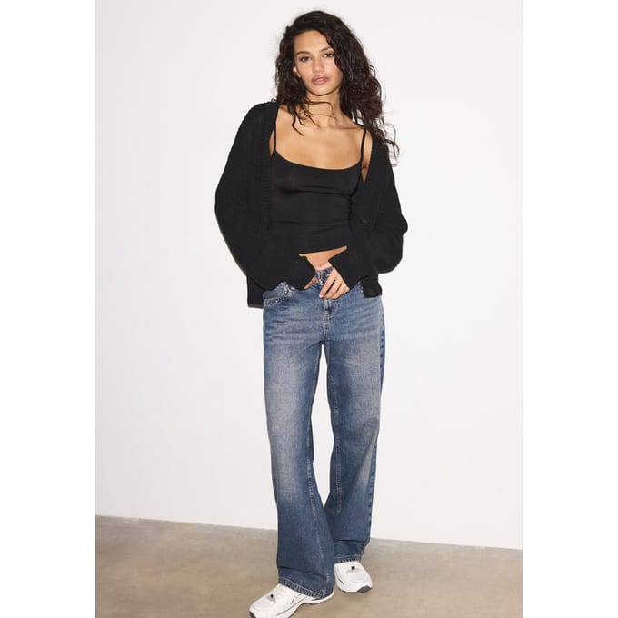 Stradivarius Top met polyamide bandjes  Zwart M