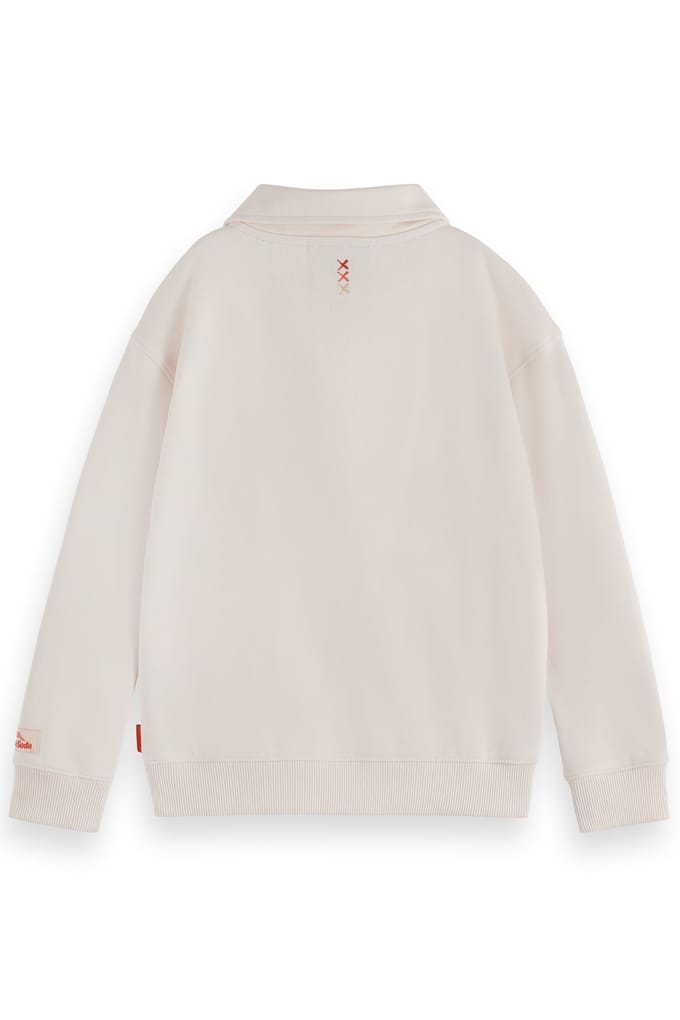 Scotch & Soda Boy Relaxed-fit Polo Sweatshirt With Front Artwork Eggnog Maat: 4 | Overhemden Outlet | kids | Ecru