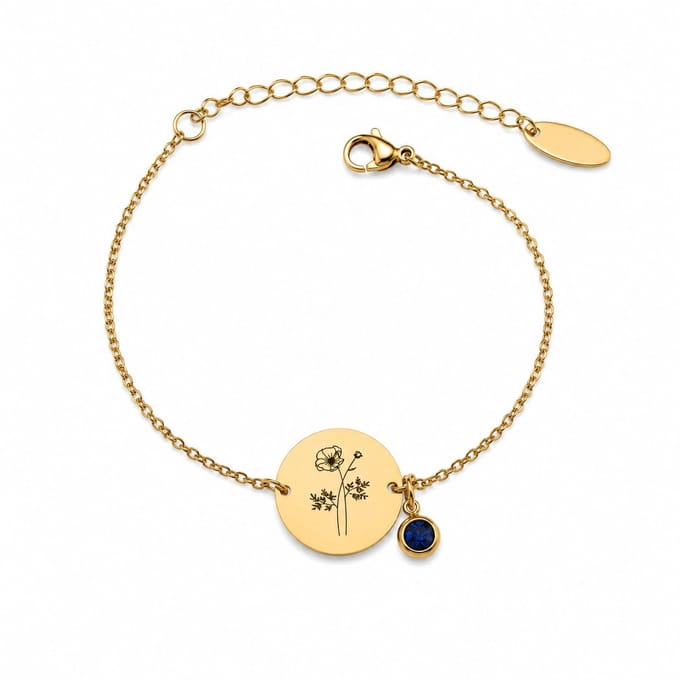 Geboortebloem Armband met Geboortesteen Goud