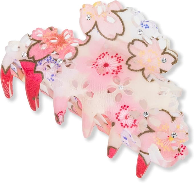 Grote Haarklauwclips met Japans Sakura Patroon voor Dik Haar