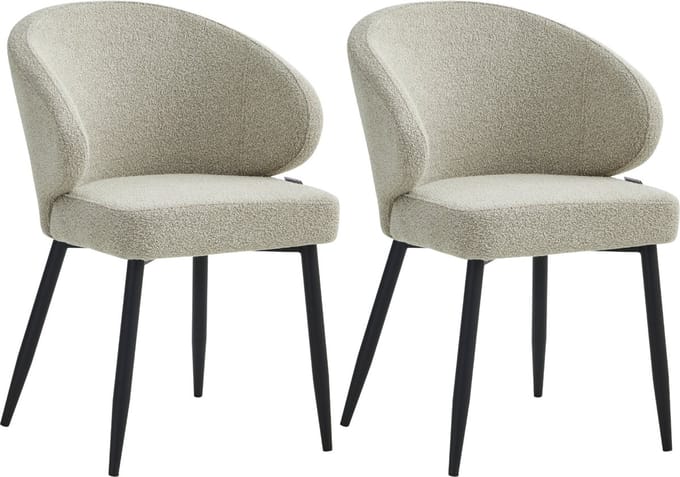 Colenis® - Ruby Eetkamerstoel - Set Van 2 – Beige – Bouclé - Design