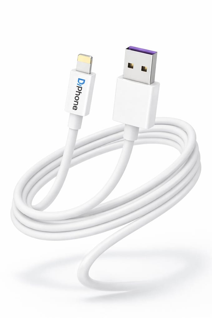 DrPhone® - 2 Meter Lightning naar USB kabel Oplaadkabel - TPE - Geschikt voor Apple iPhone / iPad Smartphones / Tablets/ Oortjes - Wit