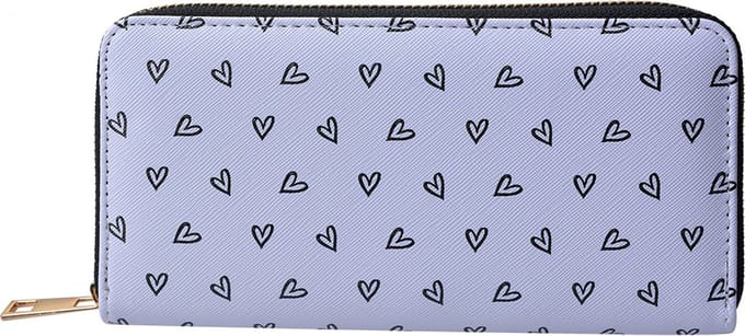 Juleeze Portemonnee 10x19 cm Wit Zwart Polyester Hartjes