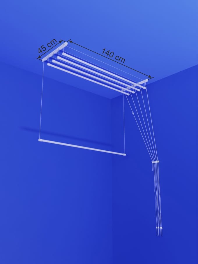Heavy-duty Ruimtebesparend Plafond Droogrek - 5 stangen elk 140 cm lang