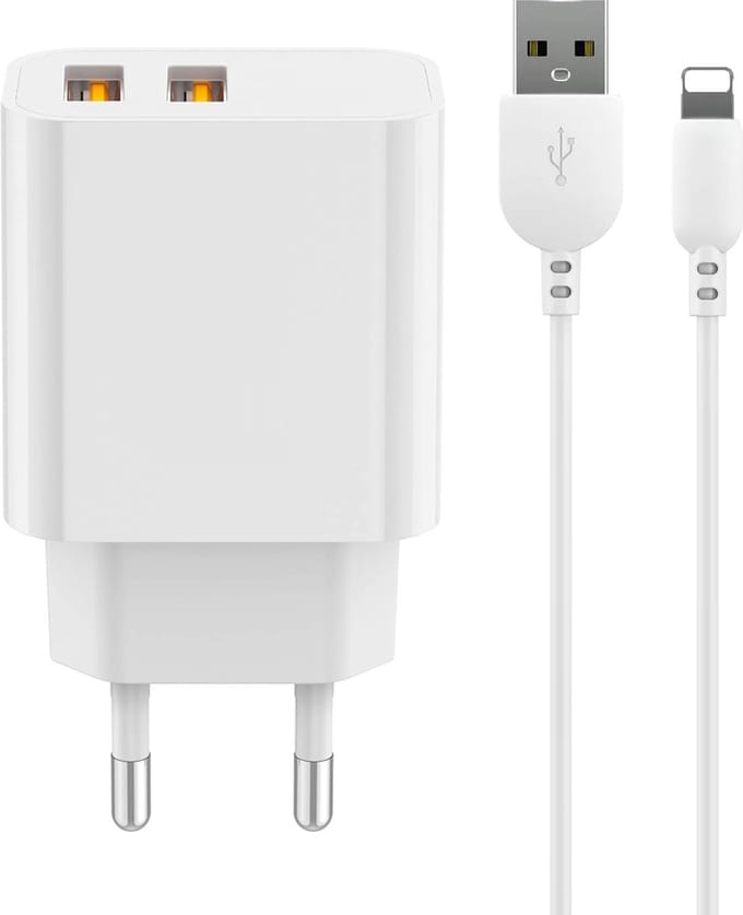 Oplader geschikt voor iPhone - Lightning - 1 Meter - 2 Poorten - Usb Stekker - Set