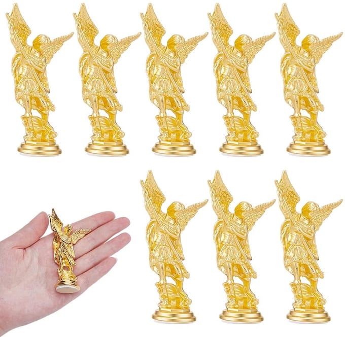 Dailygoods - 8 Stuks Gouden Aartsengel Saint Michael Standbeeld 79.5mm Hoog