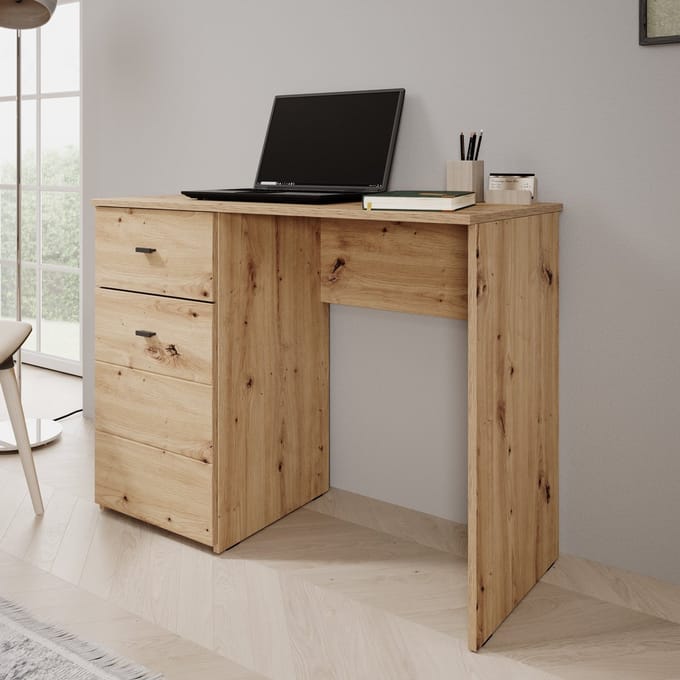Meubella - Denso - Bureau - Eikenpatroon - 98x45x74 cm