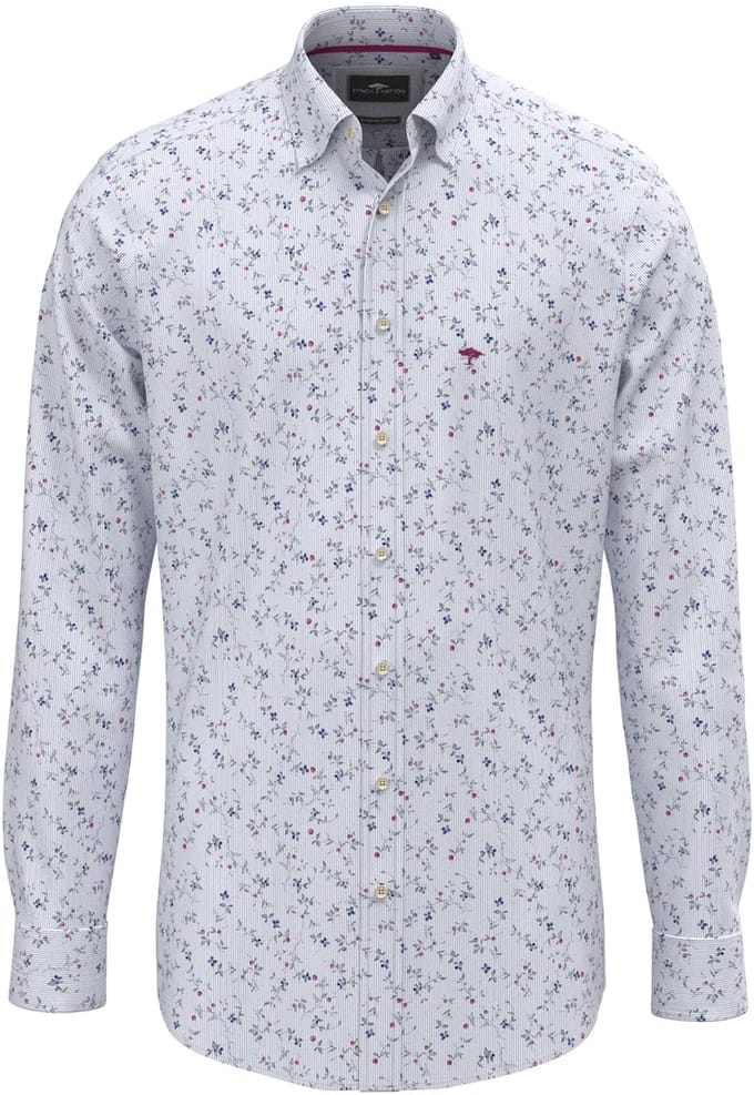 Fynch Hatton - Lange mouw overhemd - Mannen - M - Blauw - Katoen - 1607-8603