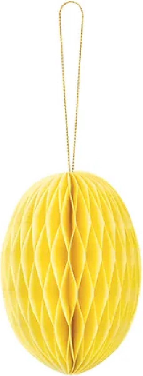 PartyDeco - Honeycomb paasei geel (12 cm)