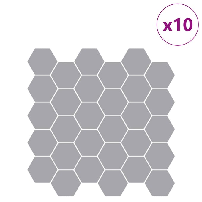 vidaXL - Hexagon - Tegel - 10 - st - Grijs - 30 - x - 30 - cm - Polyurethaan - en - PET