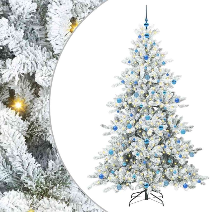 vidaXL - Kunstmatige - Hinged - Kerstboom - Wit - 210 - cm - PVC - en - Staal