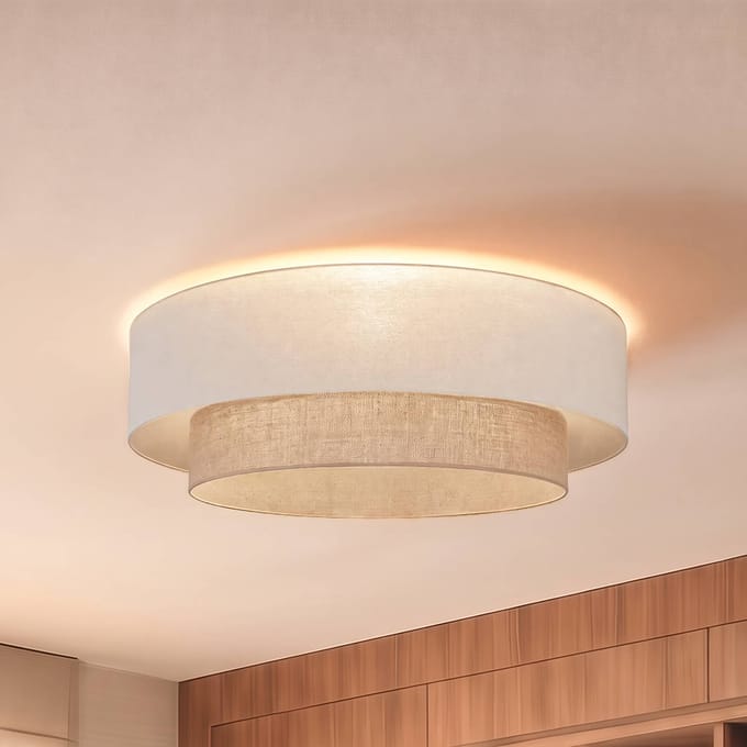 Duolla Plafondlamp Boho, beige/jute, Ø 80 cm, textiel, E27