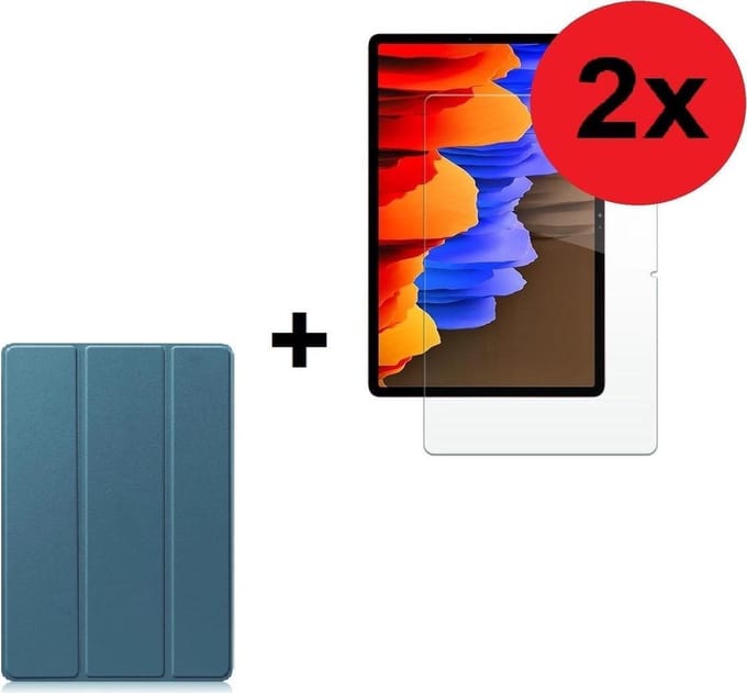 Geschikt voor Samsung Galaxy Tab S6 Lite Hoesje - 10.4 inch -Tab S6 Lite Screenprotector - Samsung Tab S6 Lite Tri Fold hoes Groen + 2x Screenprotector