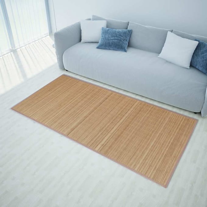 vidaXL - Tapijt - rechthoekig - 80x200 - cm - bamboe - bruin