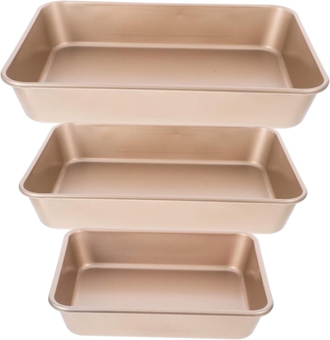 Diepe Bakpan Set - Oven Pannen - Bakken Thuis - Koolstofstaal Constructie - 3 Maten - Goud