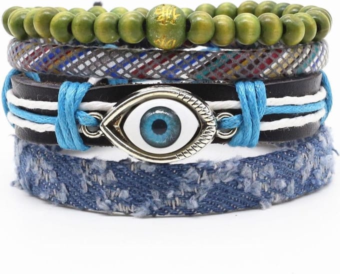 Montebello Armbanden Gia - Leer - Touw - 4-delig - Verstelbaar