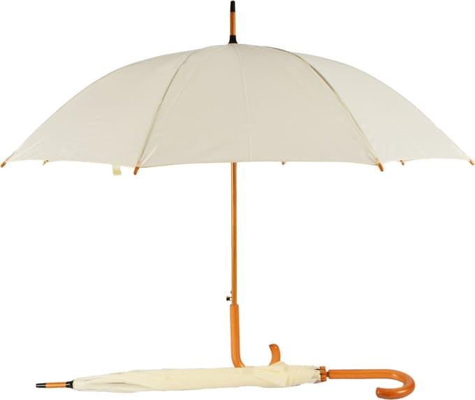Paraplu 2 stuks - Opvouwbare Paraplu Duo Set - Met Houten Handvat - White Vanille | Automatisch & Windproof | 2 Paraplu's met 98cm Diameter
