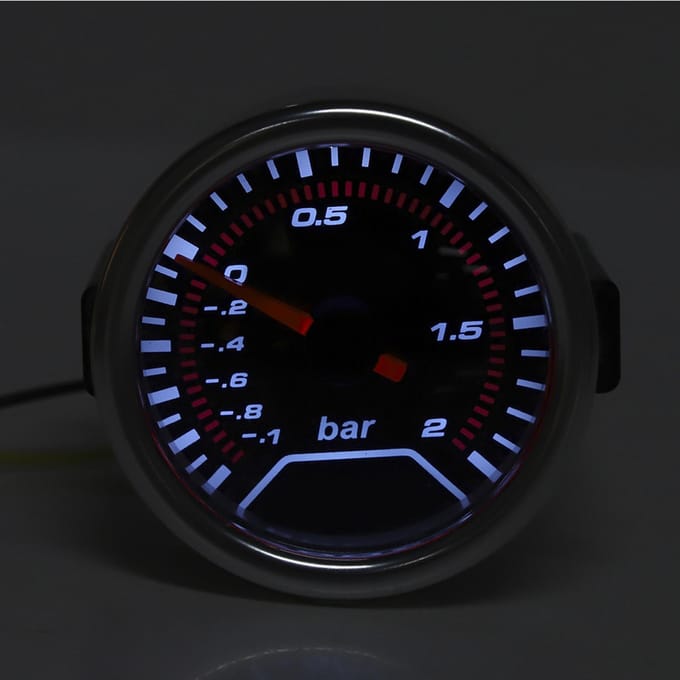 12V 12Bar Gemodificeerde Boostmeter Mechanische Turbodrukmeter 52mm2in white