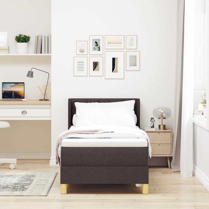 vidaXL - Boxspring - bed - met - hoofdeinde - Donkerbruin - 200 - x - 80 - cm - Stof