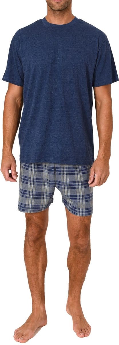 Normann herenpyjamashort met korte mouwen in geruite look