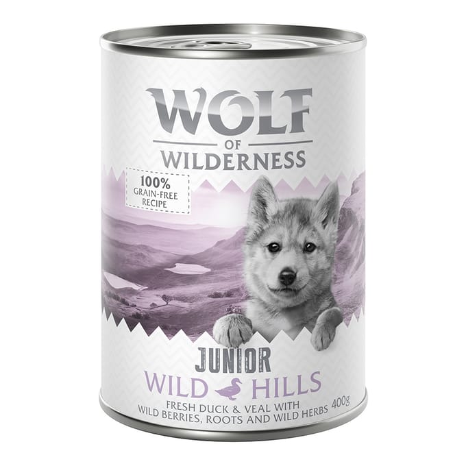 6x400g Little Wild Hills Junior Eend & Kalf Wolf of Wilderness Hondenvoer