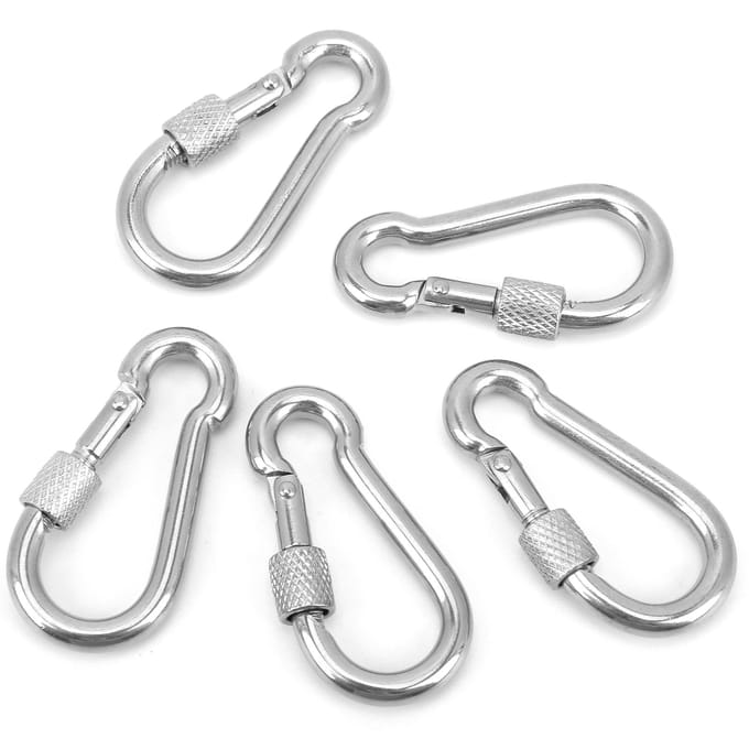 50MM Karabiner Haken Boten Zware Roestvrijstalen Clips Veerhaken Gespen white