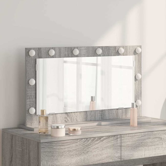 vidaXL - Make-up - Spiegel - Grijs - Sonoma - 80 - x - 45 - x - 18 - cm - Rechthoekig