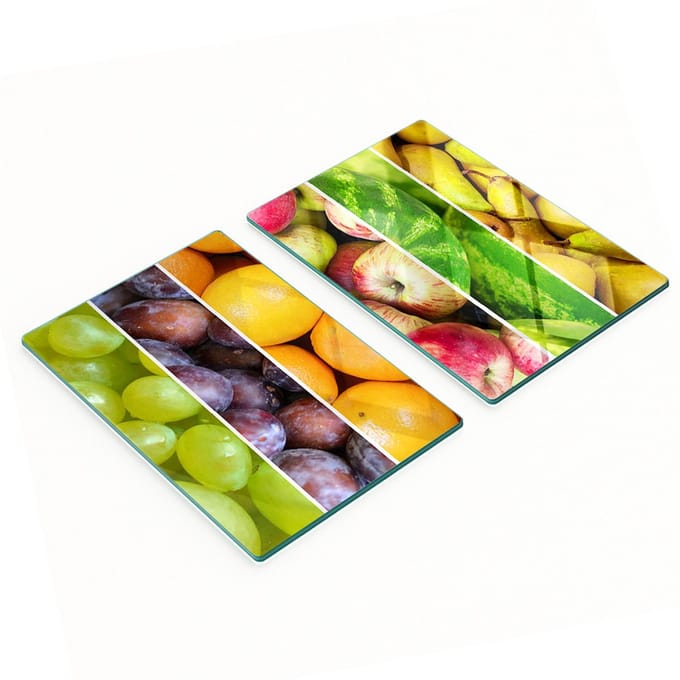 Multifunctionele decoratieve keukenplanken van gehard glas met fruitmotief, 2x40x52 cm