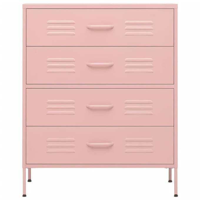 vidaXL - Ladekast - 80x35x101,5 - cm - staal - roze
