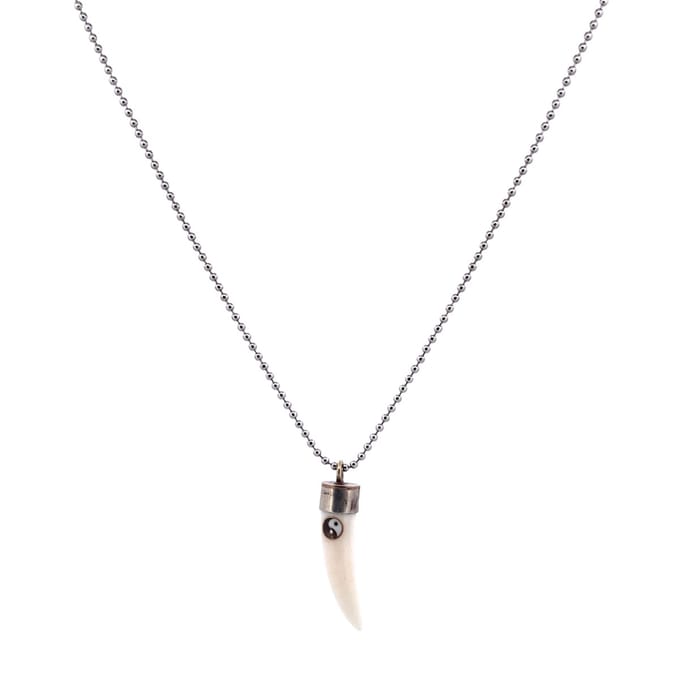 IbizaMen - Heren ketting - ballchain RVS - tand yin yang - 74cm