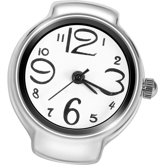 1 stuk modieuze dames heren quartz analoge ronde vingerring liefdeshorloge (Wit) wit